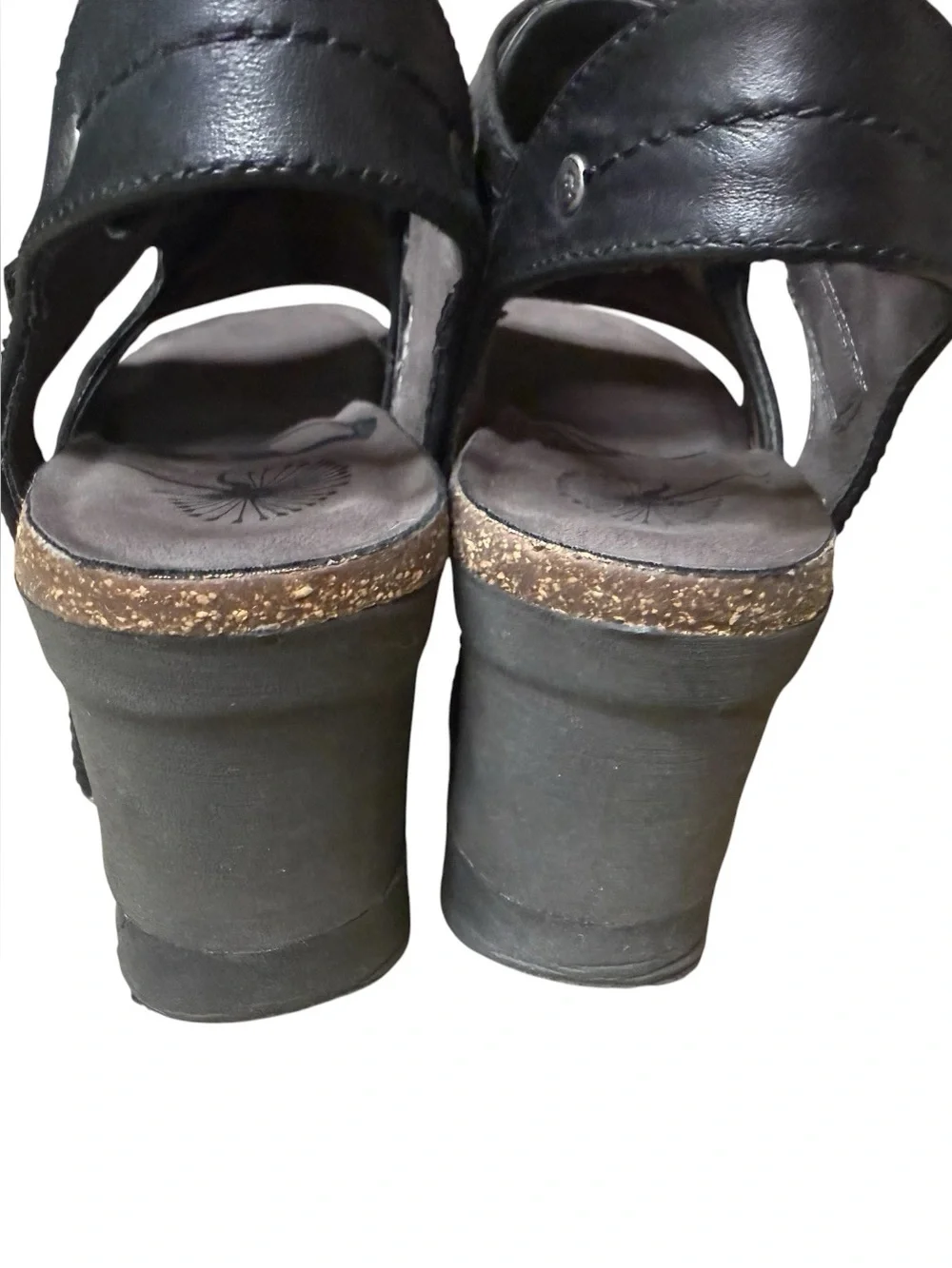 OTBT Women's Waypoint Black Leather Wedge Sandals 7